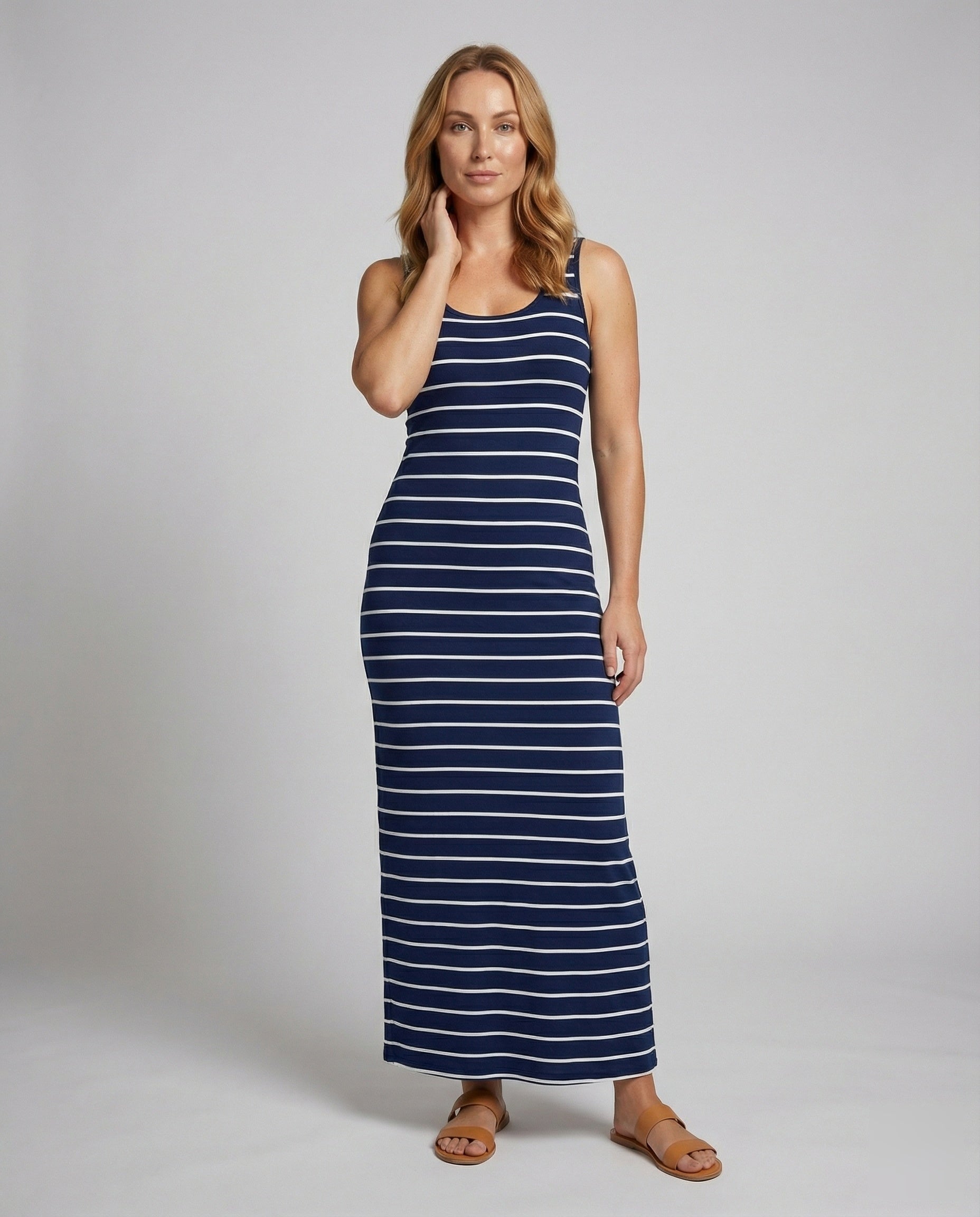Damen Maxikleid Gestreift Jersey Dünne Träger - Norvielle