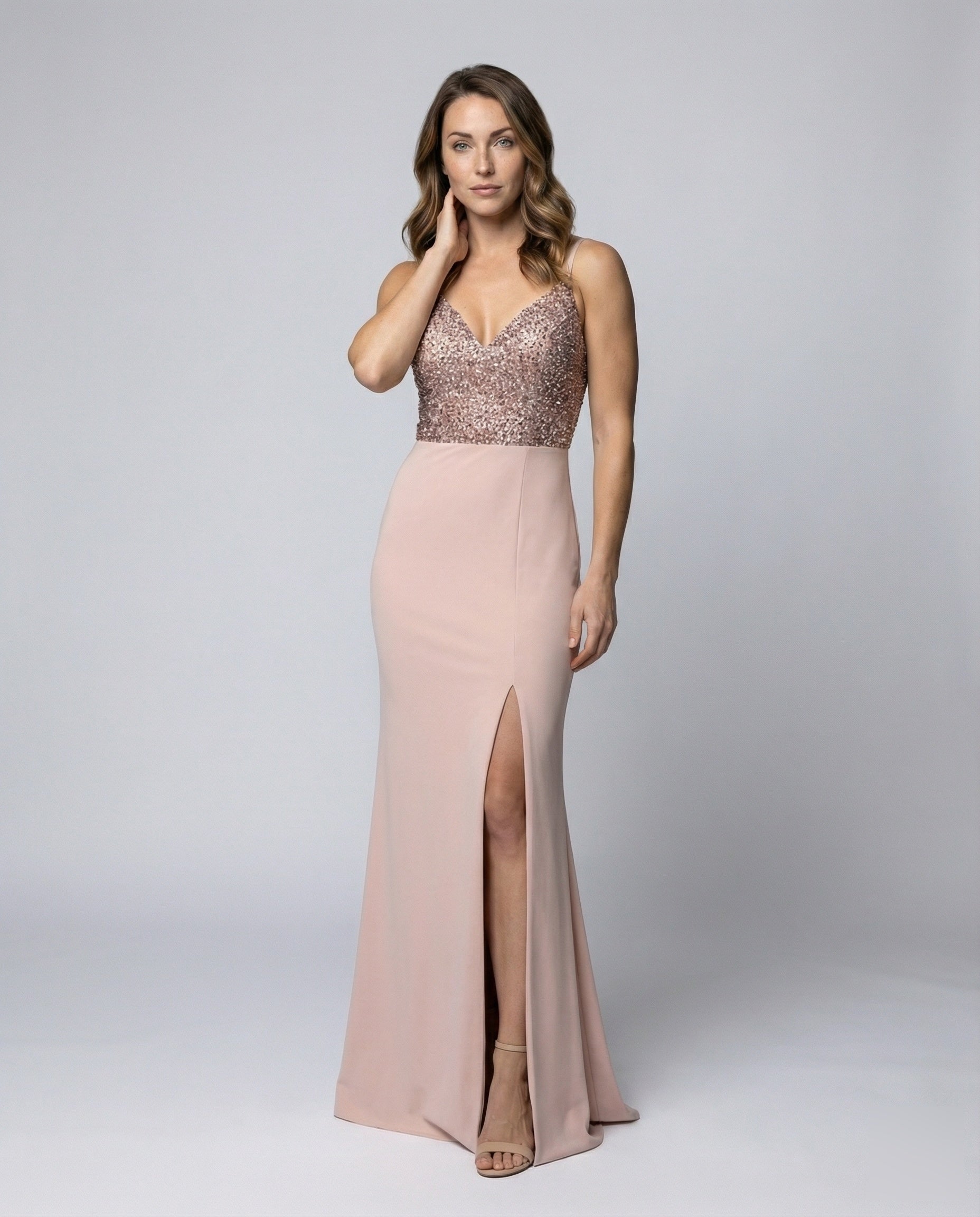 Damen Abendkleid mit Bustier und Pailletten - Norvielle