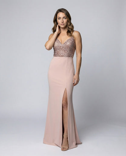 Damen Abendkleid mit Bustier und Pailletten - Norvielle