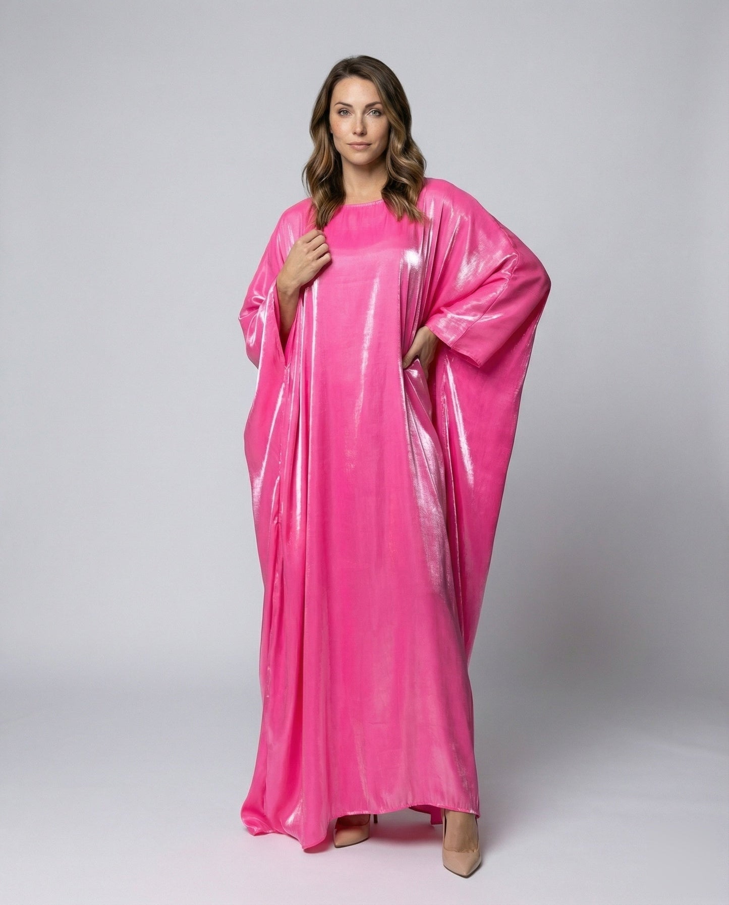 Damen Maxikleid Kaftan Satin Optik - Norvielle