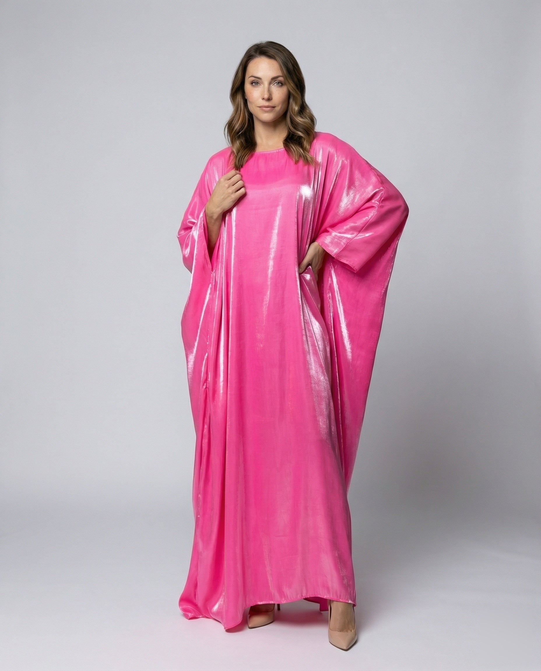 Damen Maxikleid Kaftan Satin Optik - Norvielle