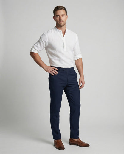 Herren Leinen Henleyhemd Lässig Beige - Norvielle