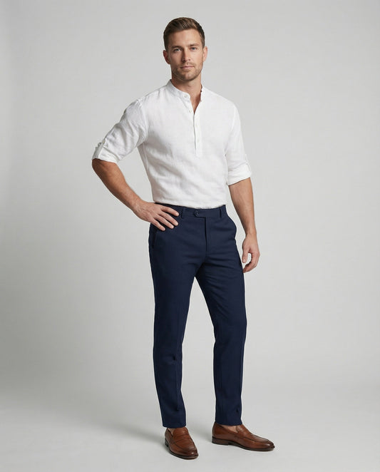 Herren Leinen Henleyhemd Lässig Beige - Norvielle