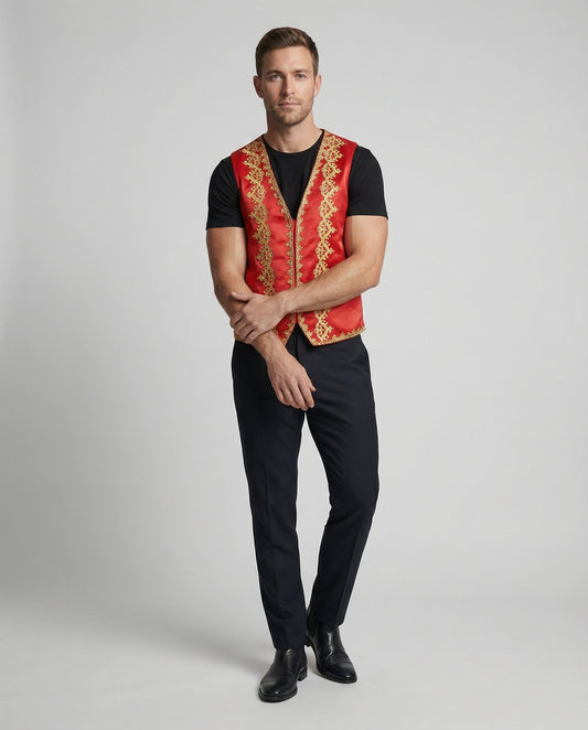 Herren Barockweste Goldstickerei Schwarz - Norvielle