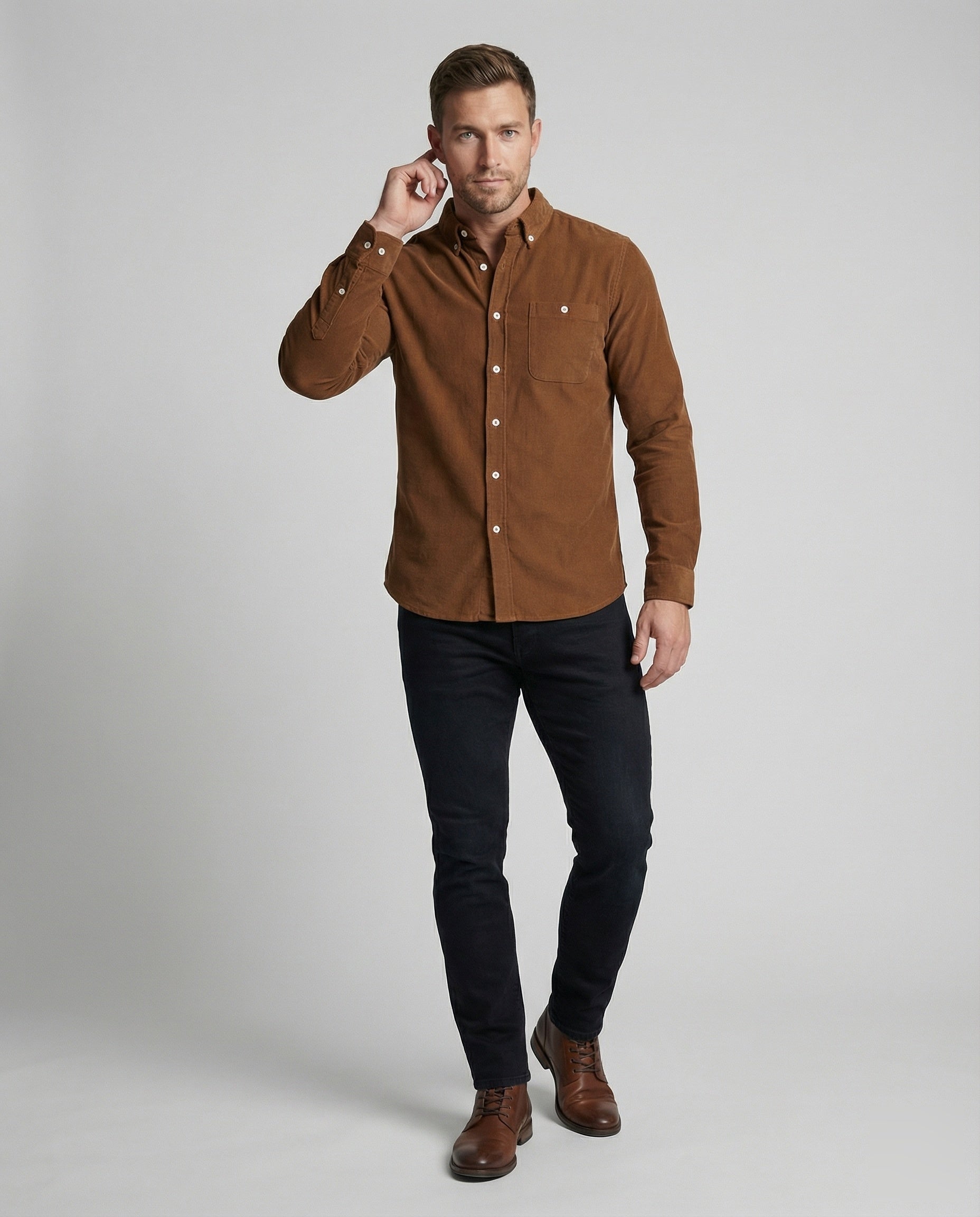 Herren Jersey-Hemd Slim Fit Knopfkragen - Norvielle