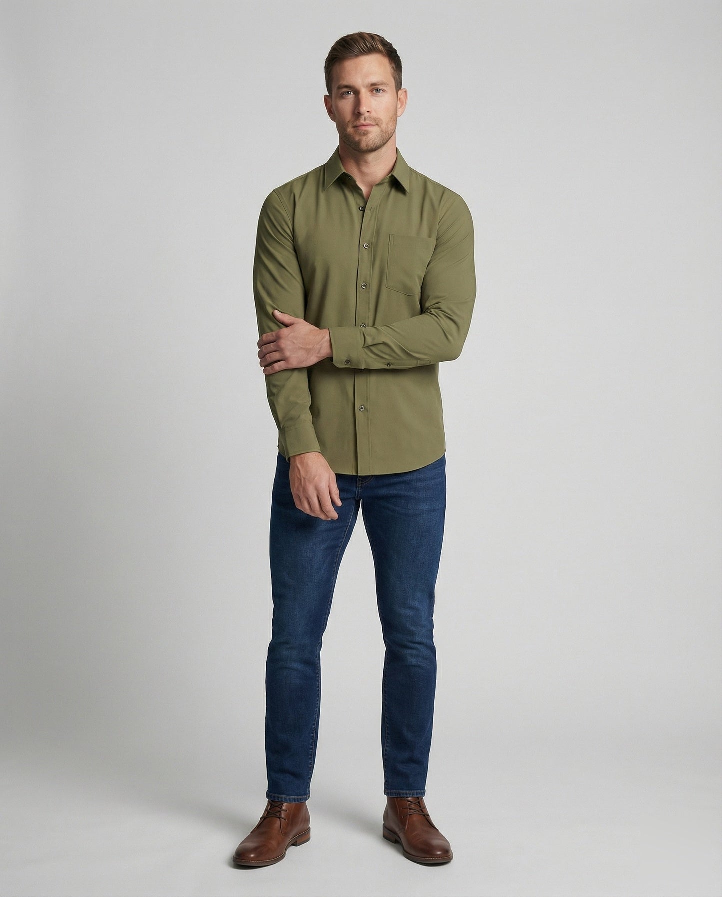 Herren Stretch-Hemd Microfaser Slim Fit - Norvielle