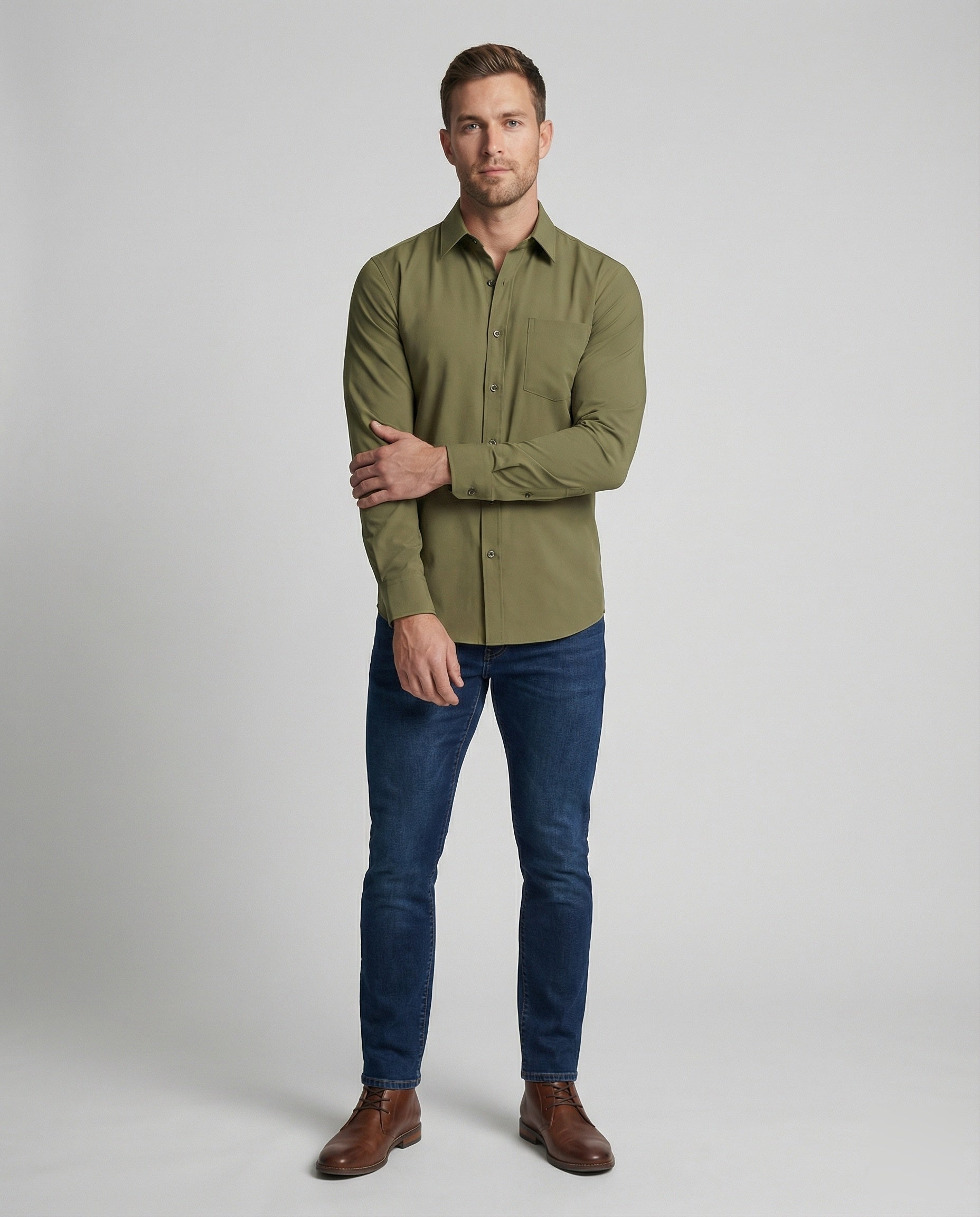 Herren Stretch-Hemd Microfaser Slim Fit - Norvielle