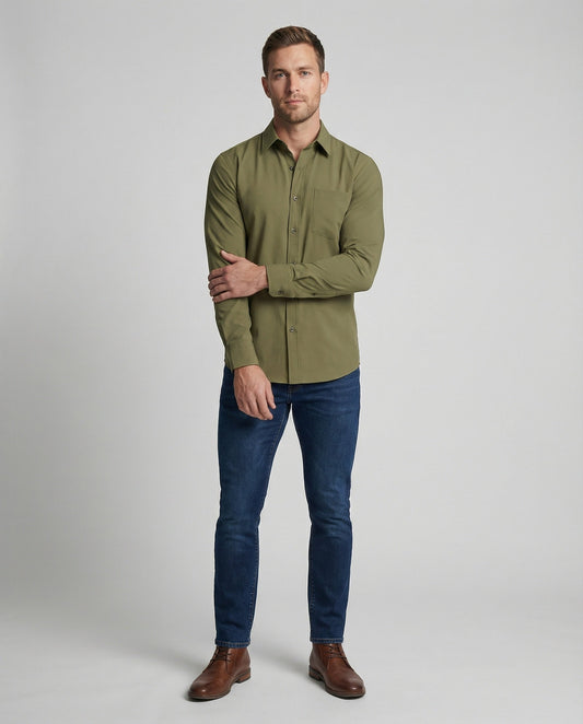 Herren Stretch-Hemd Microfaser Slim Fit - Norvielle