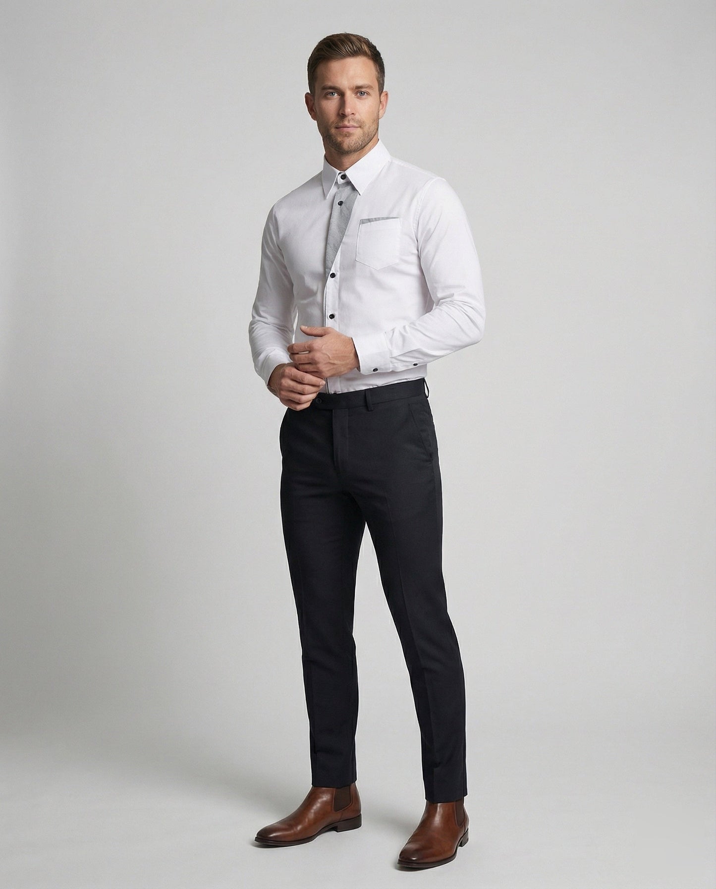 Herren Slimfit Hemd Kontrast Blende - Norvielle