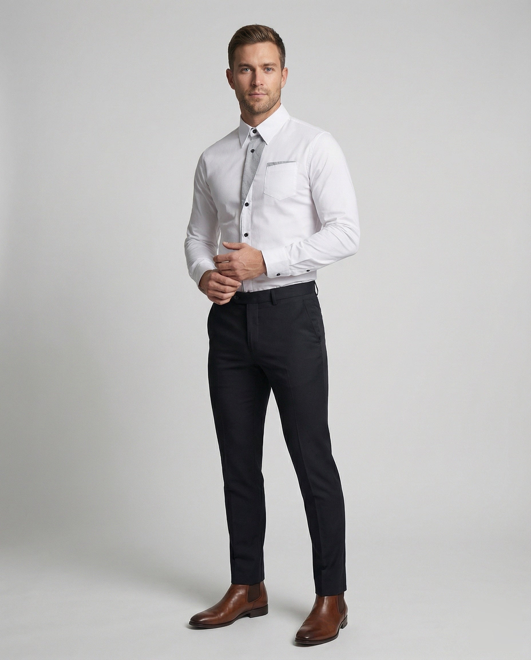 Herren Slimfit Hemd Kontrast Blende - Norvielle