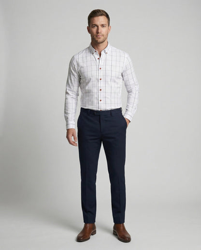 Herren Slim-Fit Hemd Fensterkaro Tailliert - Norvielle