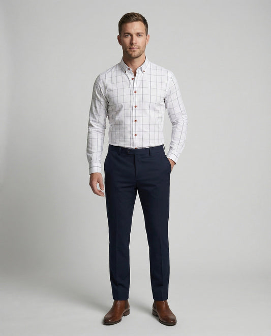 Herren Slim-Fit Hemd Fensterkaro Tailliert - Norvielle