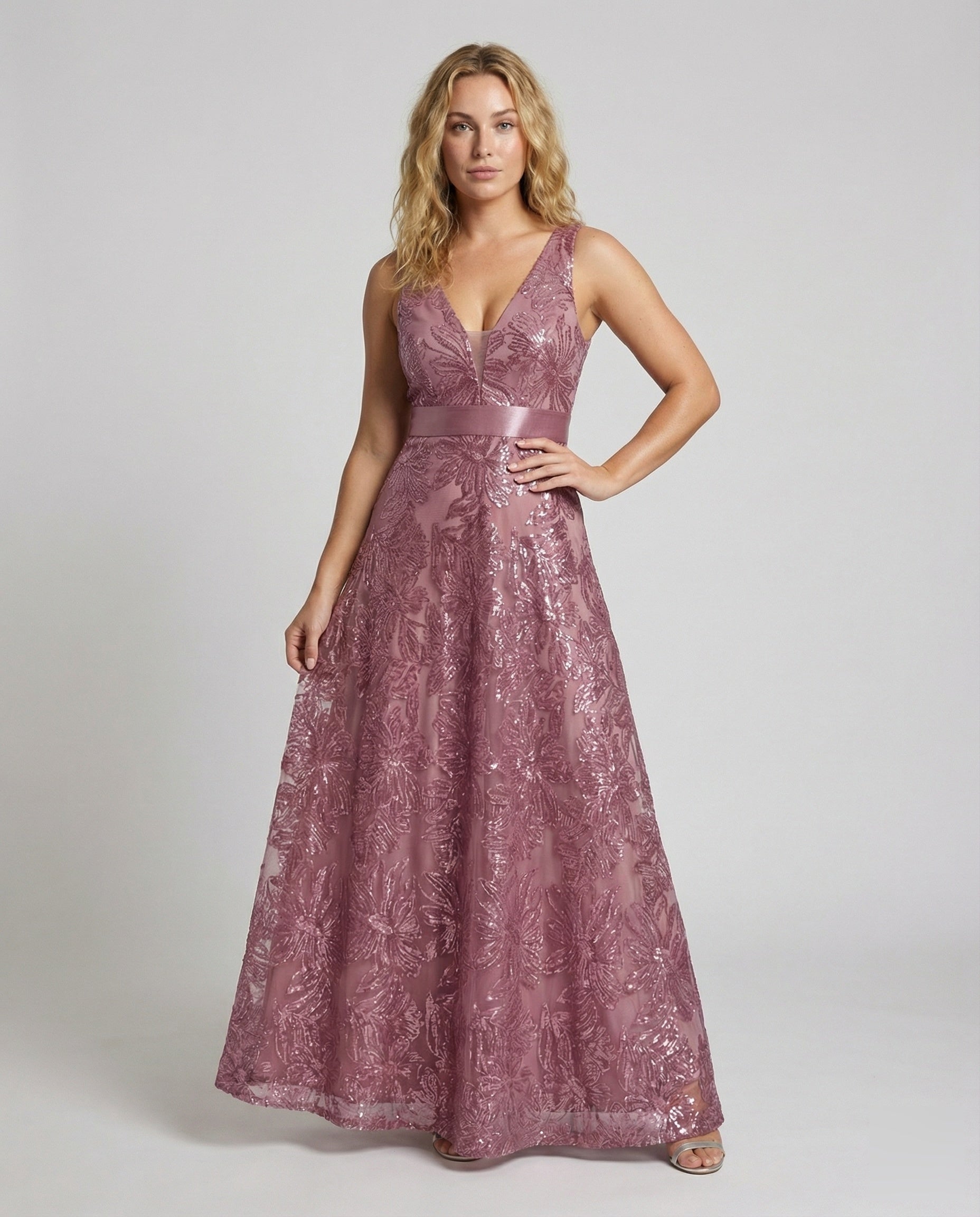 Damen Ärmelloses A-Linien Abendkleid Pailletten - Norvielle