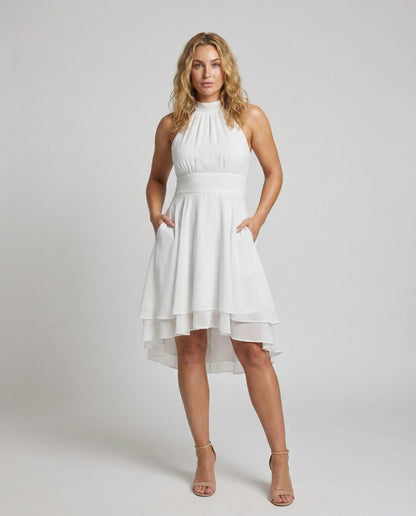 Damen Ärmelloses Chiffon-Kleid Volant-Saum - Norvielle