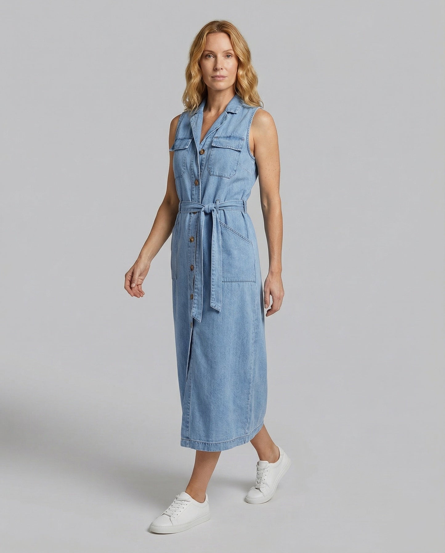 Damen Ärmelloses Jeanskleid Utility Stil - Norvielle
