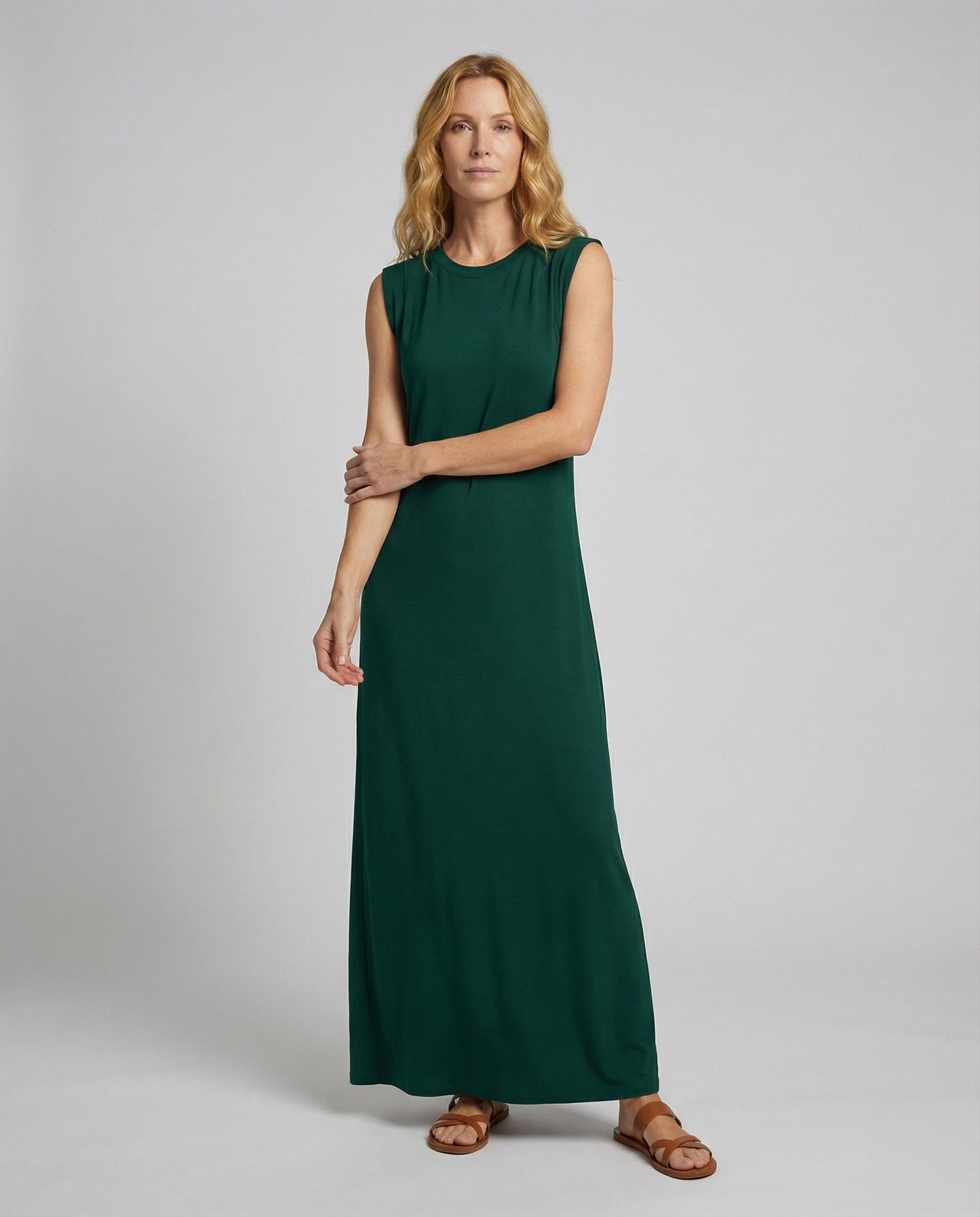 Damen Ärmelloses Maxikleid Jersey-Seitenschlitz - Norvielle