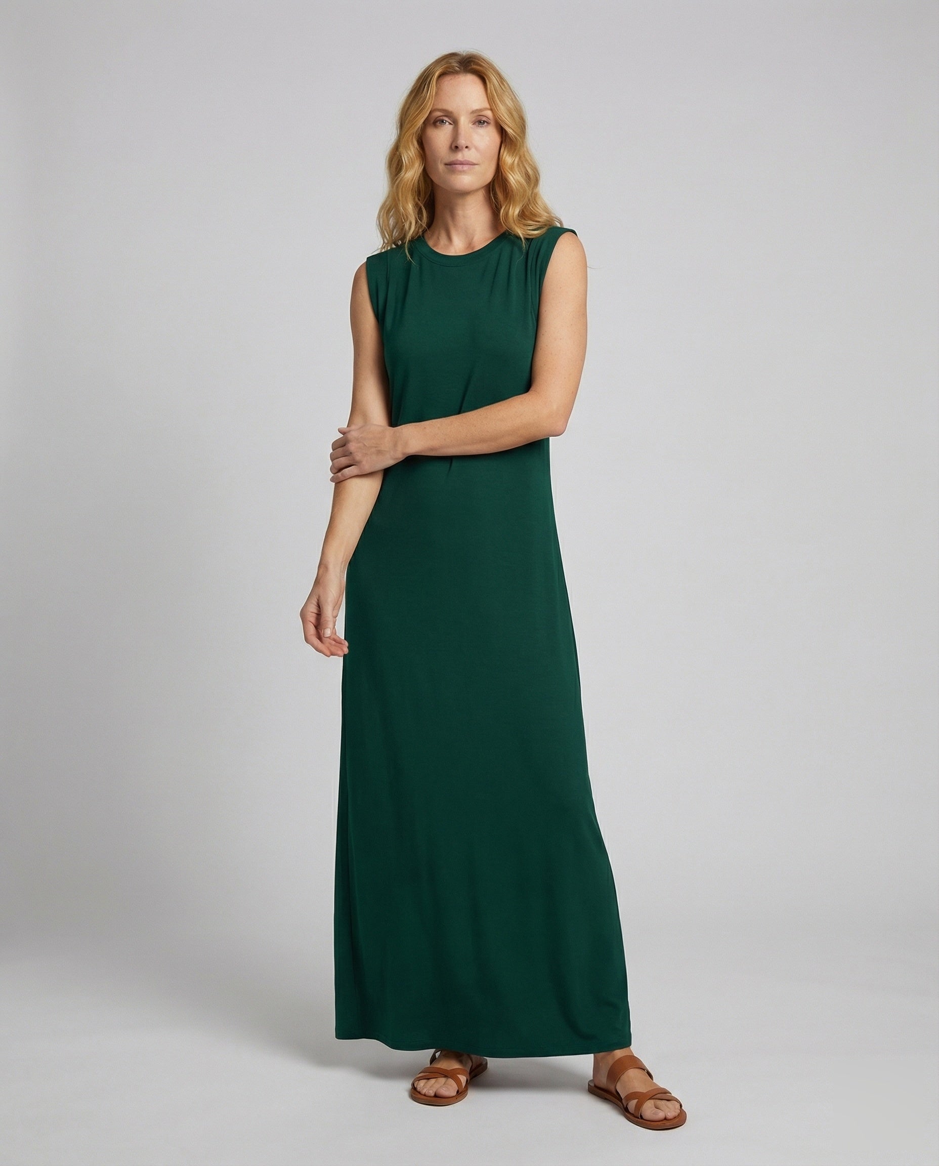 Damen Ärmelloses Maxikleid Jersey-Seitenschlitz - Norvielle