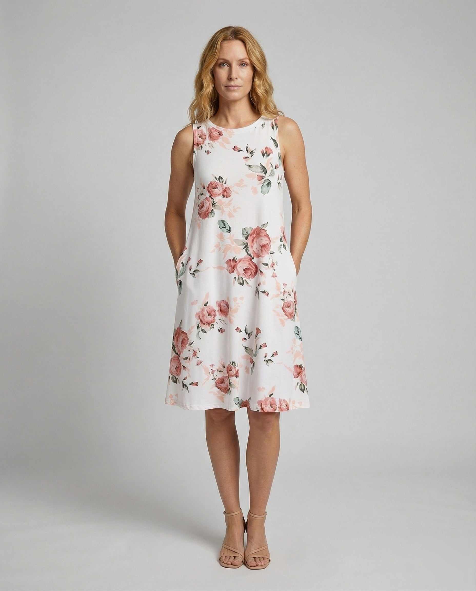 Damen Ärmelloses Swing-Kleid Blumenprint - Norvielle