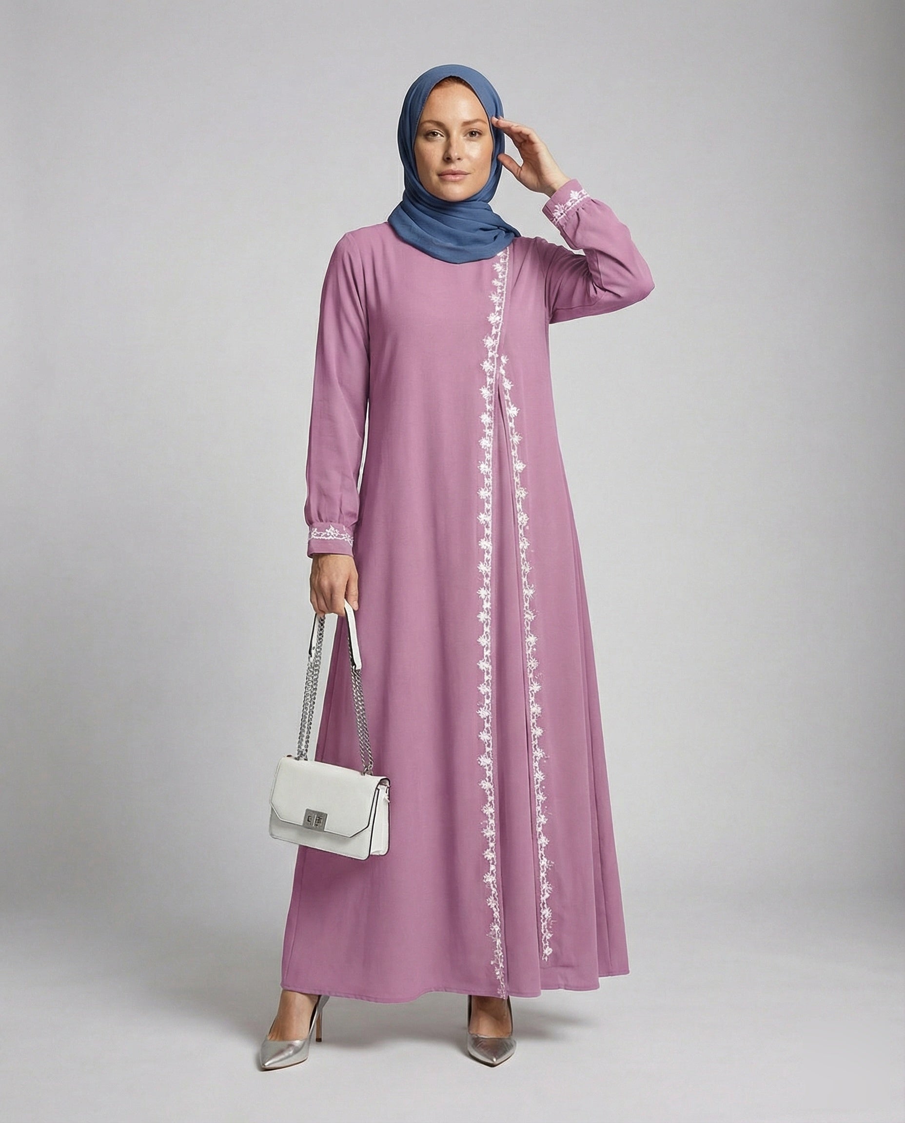 Damen Kaftan Abaya Bestickung Zierborte - Norvielle