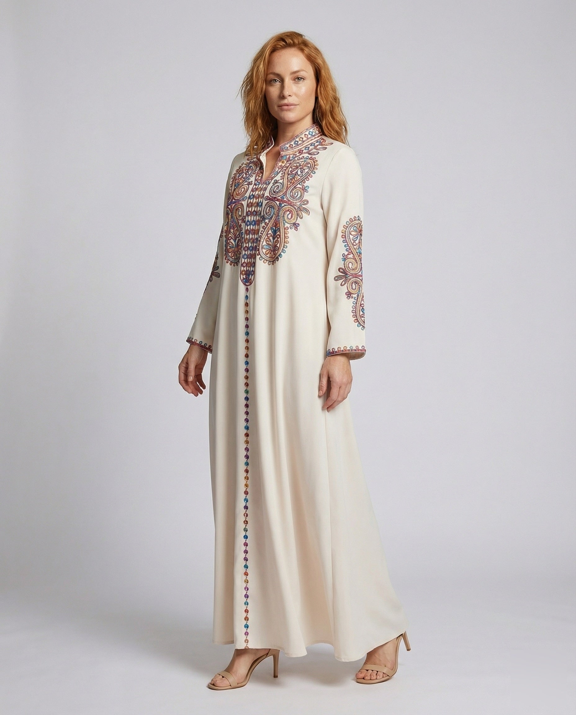 Damen Abendkaftan Paisley Bestickung - Norvielle