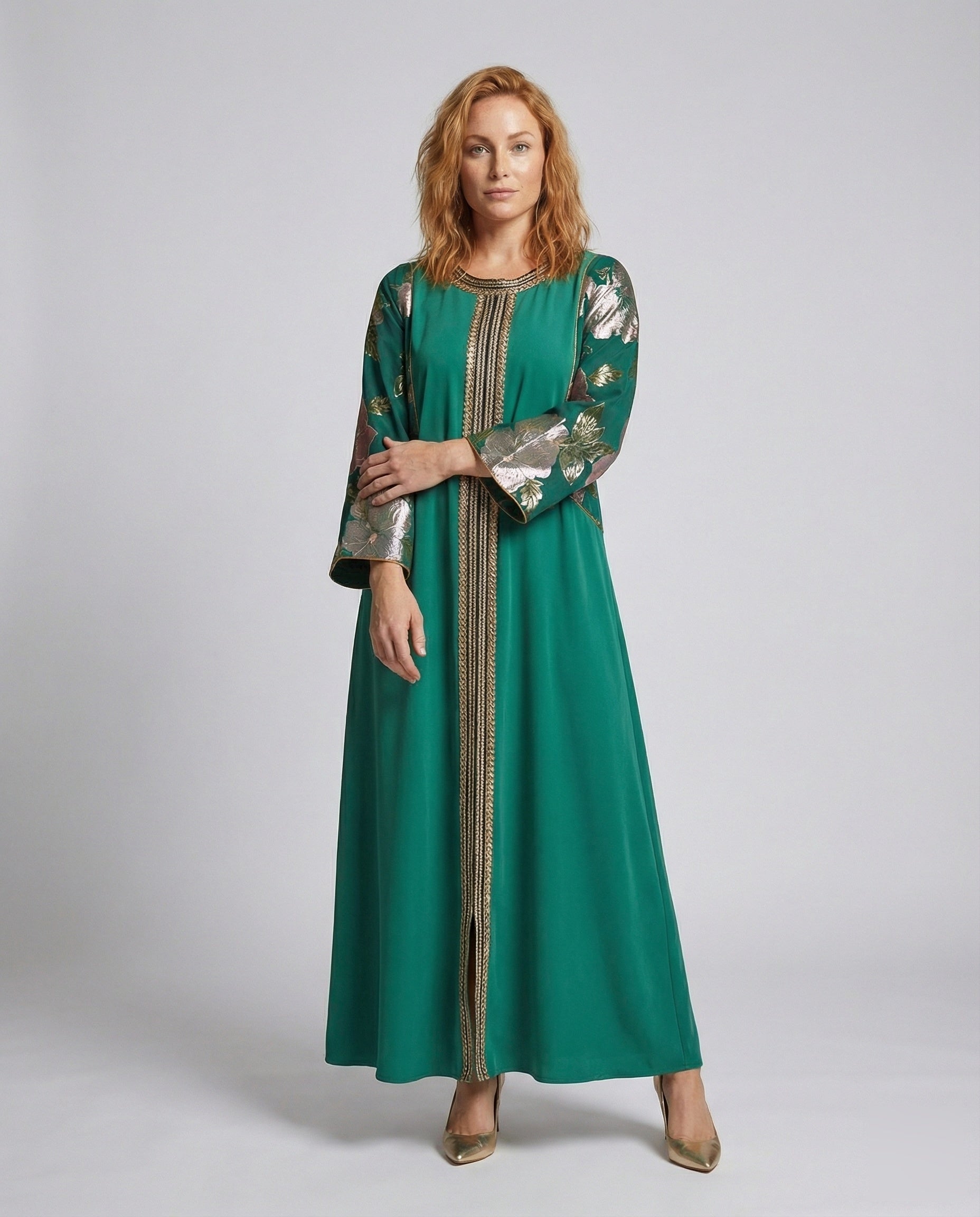 Damen Kaftan Abaya Kleid Blumenärmel - Norvielle