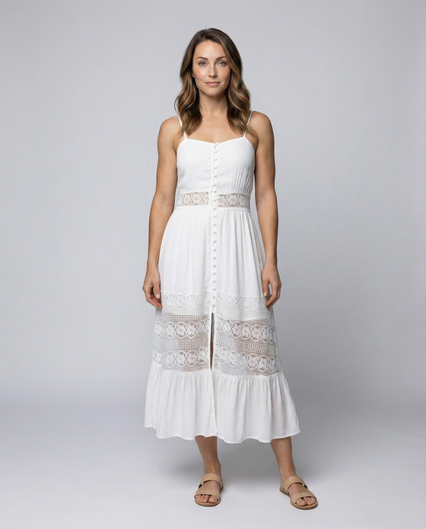 Damen Maxikleid mit Spitzeneinsätzen Boho-Stil - Norvielle