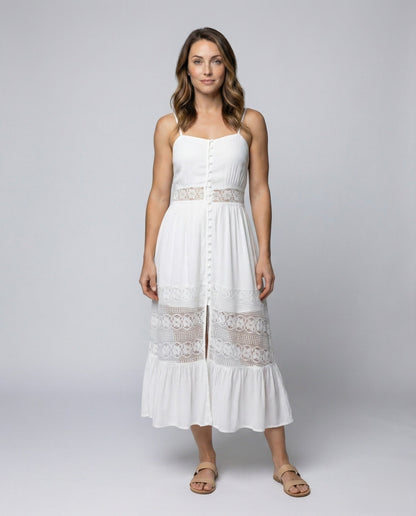 Damen Maxikleid mit Spitzeneinsätzen Boho-Stil - Norvielle