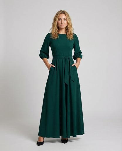 Damen Maxikleid mit Bindegürtel Elegantes Design - Norvielle