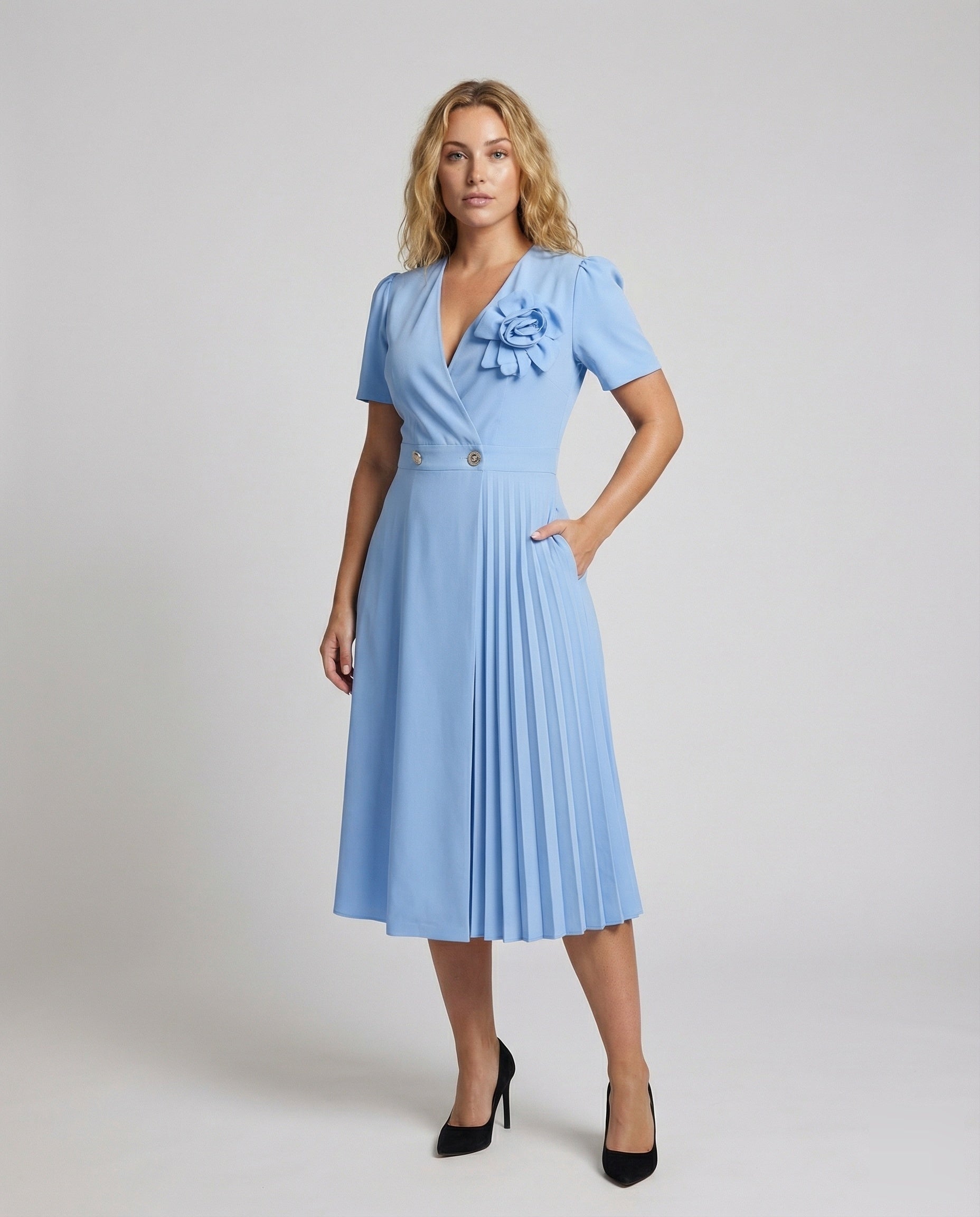 Damen Midikleid Plissee-Panel Elegantes Kleid - Norvielle