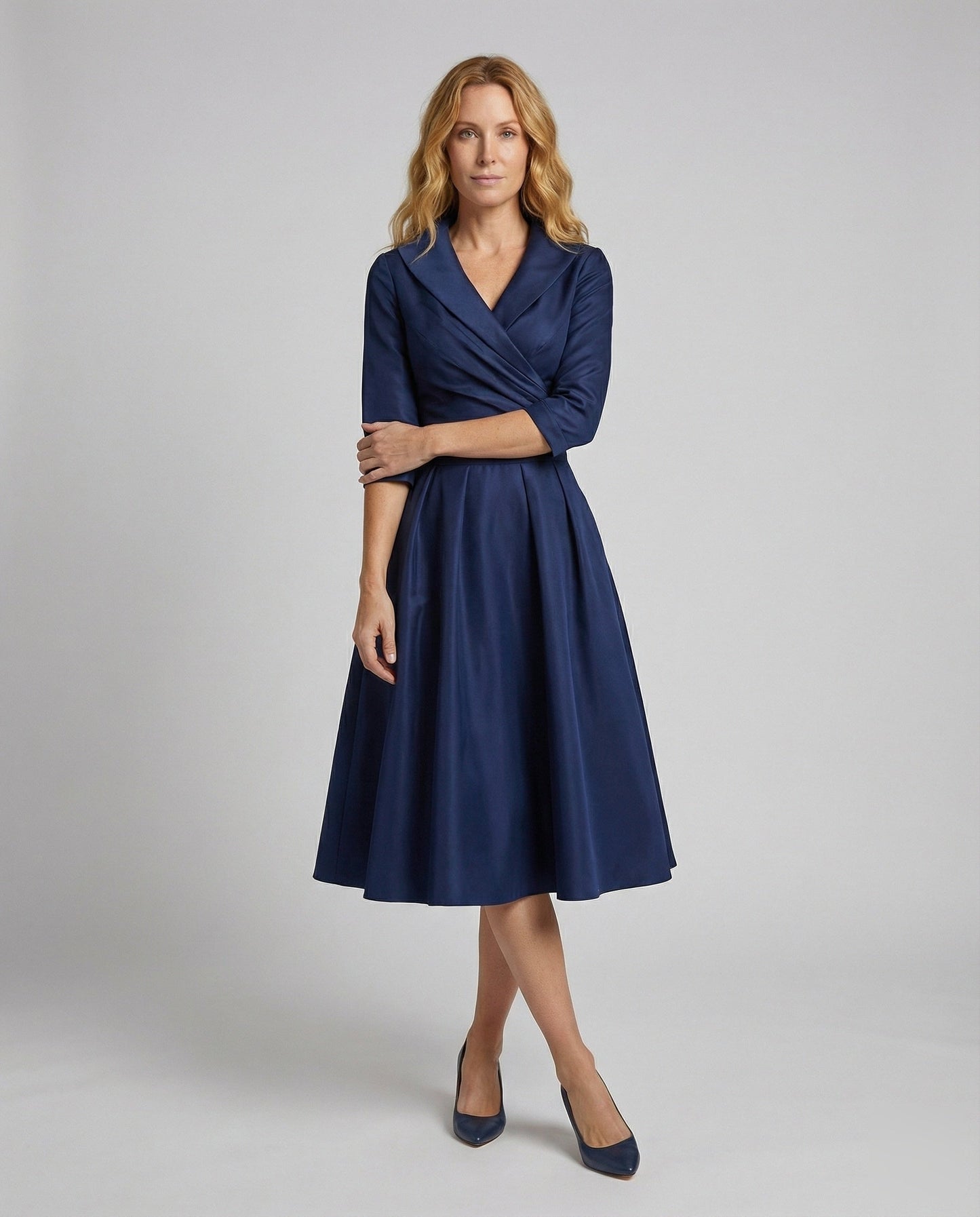 Damen Midikleid Schalkragen Vintage-Stil - Norvielle