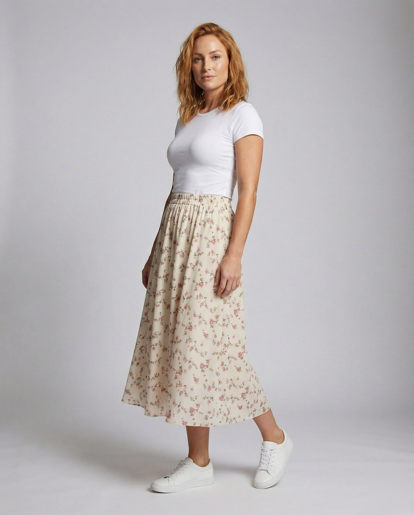Damen Midirock Blumenmuster Fließend - Norvielle