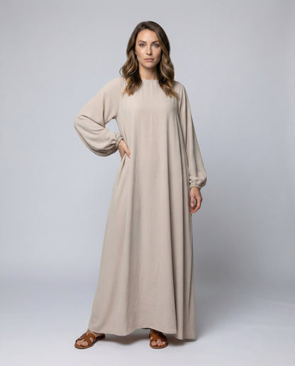Damen Maxikleid Fließend Ballonärmel - Norvielle