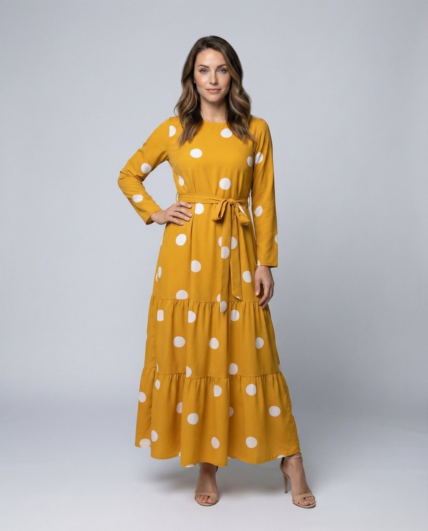 Damen Maxikleid Fließendes Kleid mit Punktmuster - Norvielle