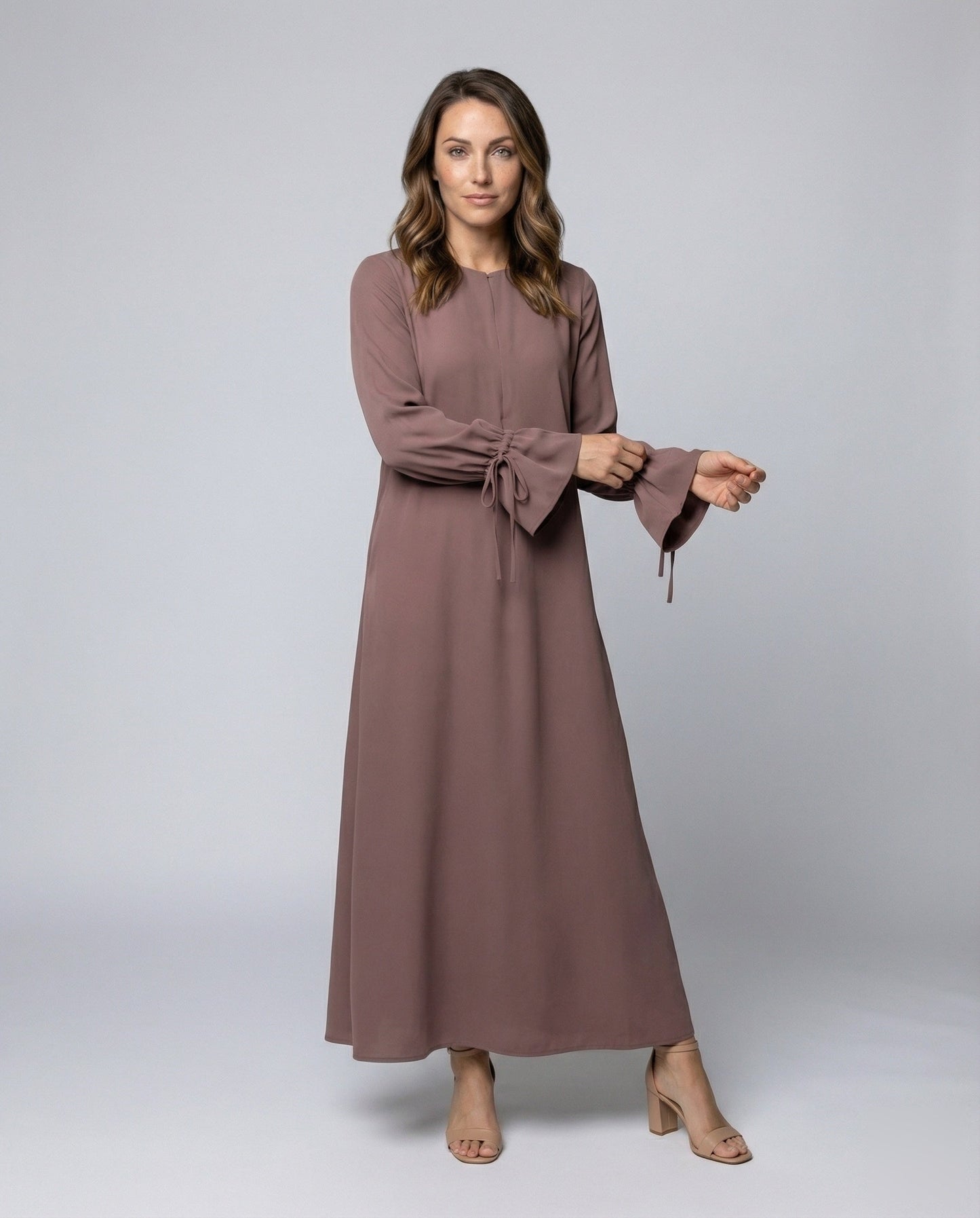 Damen Maxikleid Fließend Rüschenmanschetten - Norvielle