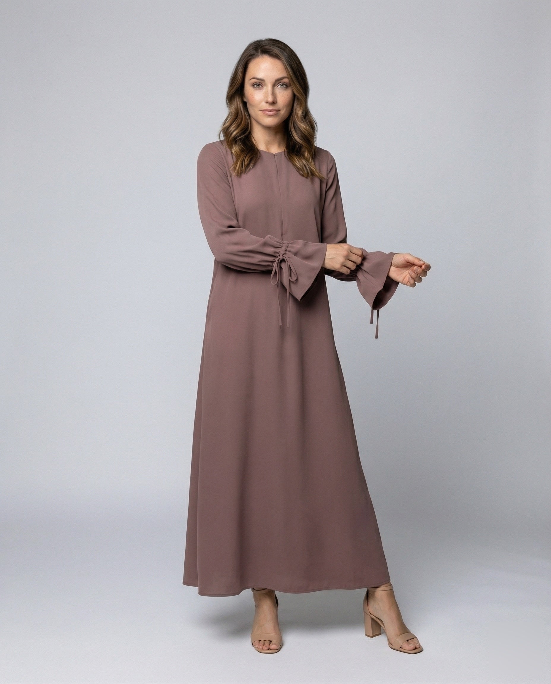 Damen Maxikleid Fließend Rüschenmanschetten - Norvielle