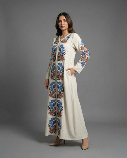 Damen Maxikleid Kaftan-Stil bestickt Folklore-Design - Norvielle