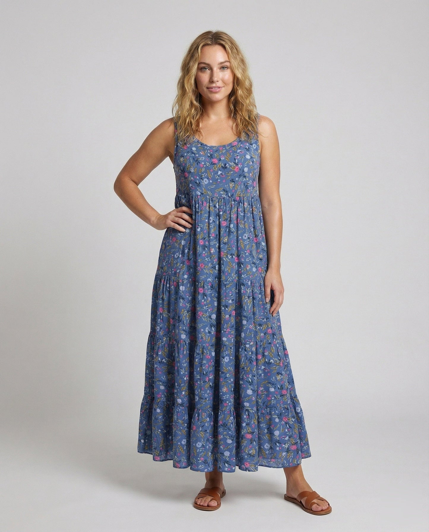 Damen Maxikleid Geblümt Stufenrock Boho-Stil - Norvielle