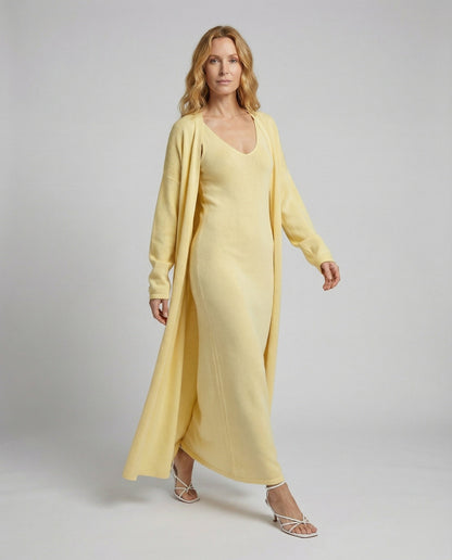 Damen Rippenslipkleid mit Langcardigan - Norvielle