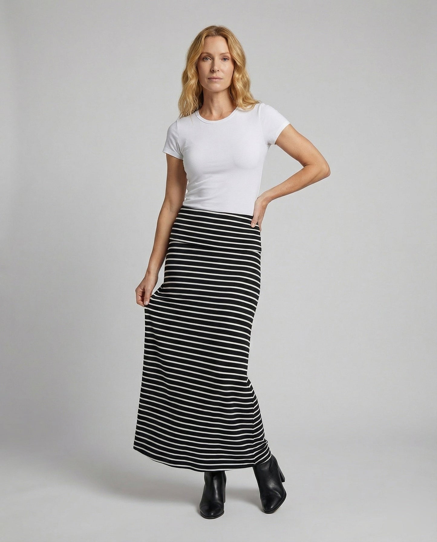 Damen Maxirock Gestreift Jersey Trompetensaum - Norvielle