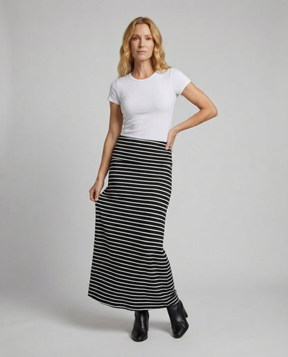 Damen Maxirock Gestreift Jersey Trompetensaum - Norvielle
