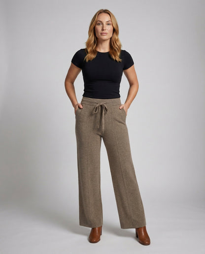 Damen Strickhose Hochgeschnitten Weit - Norvielle