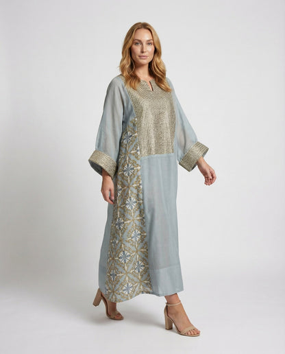 Damen Maxikleid Kaftan mit Bestickung - Norvielle