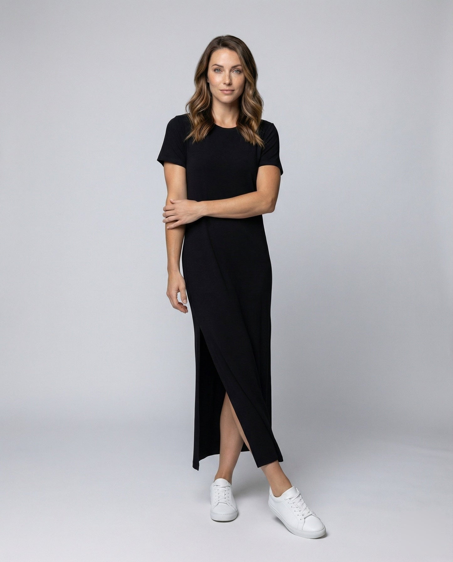 Damen Maxikleid Kurzarm Lässig Lang - Norvielle