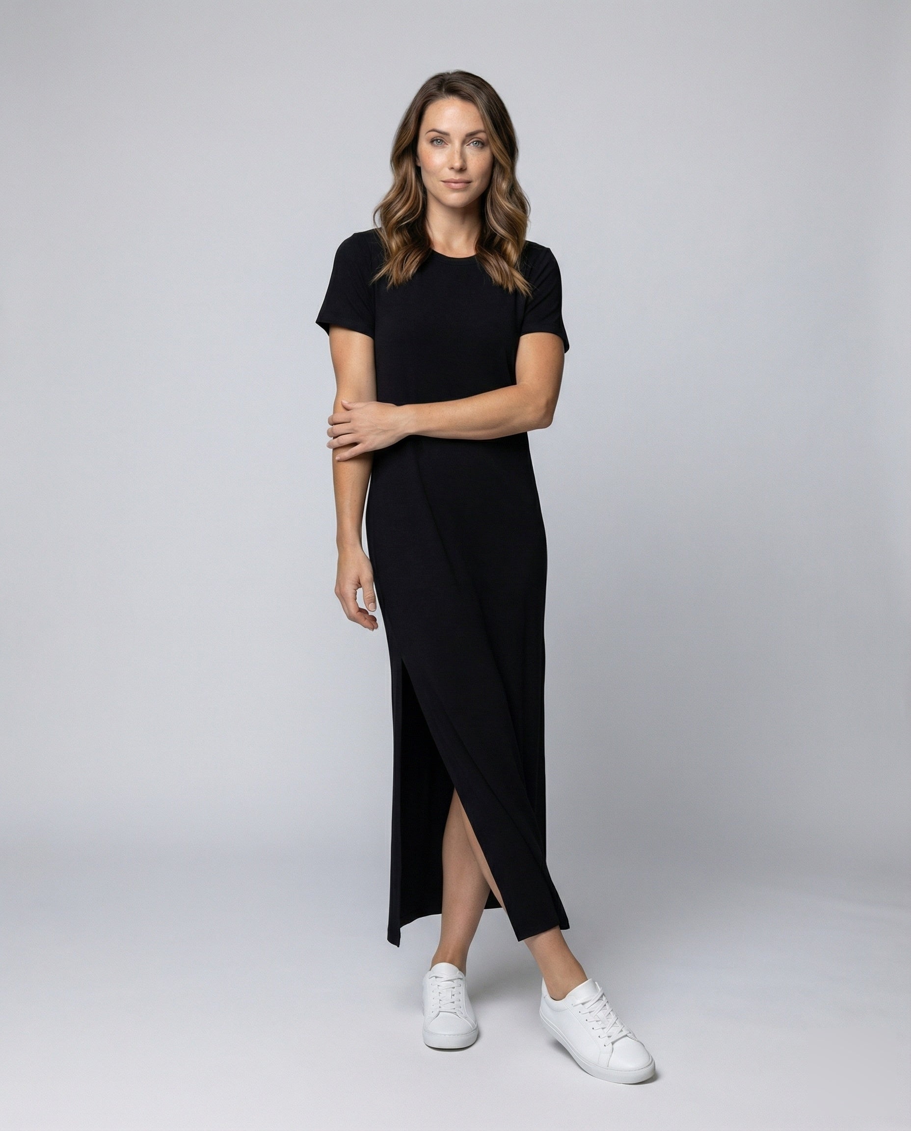 Damen Maxikleid Kurzarm Lässig Lang - Norvielle