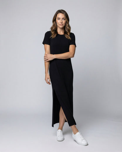 Damen Maxikleid Kurzarm Lässig Lang - Norvielle