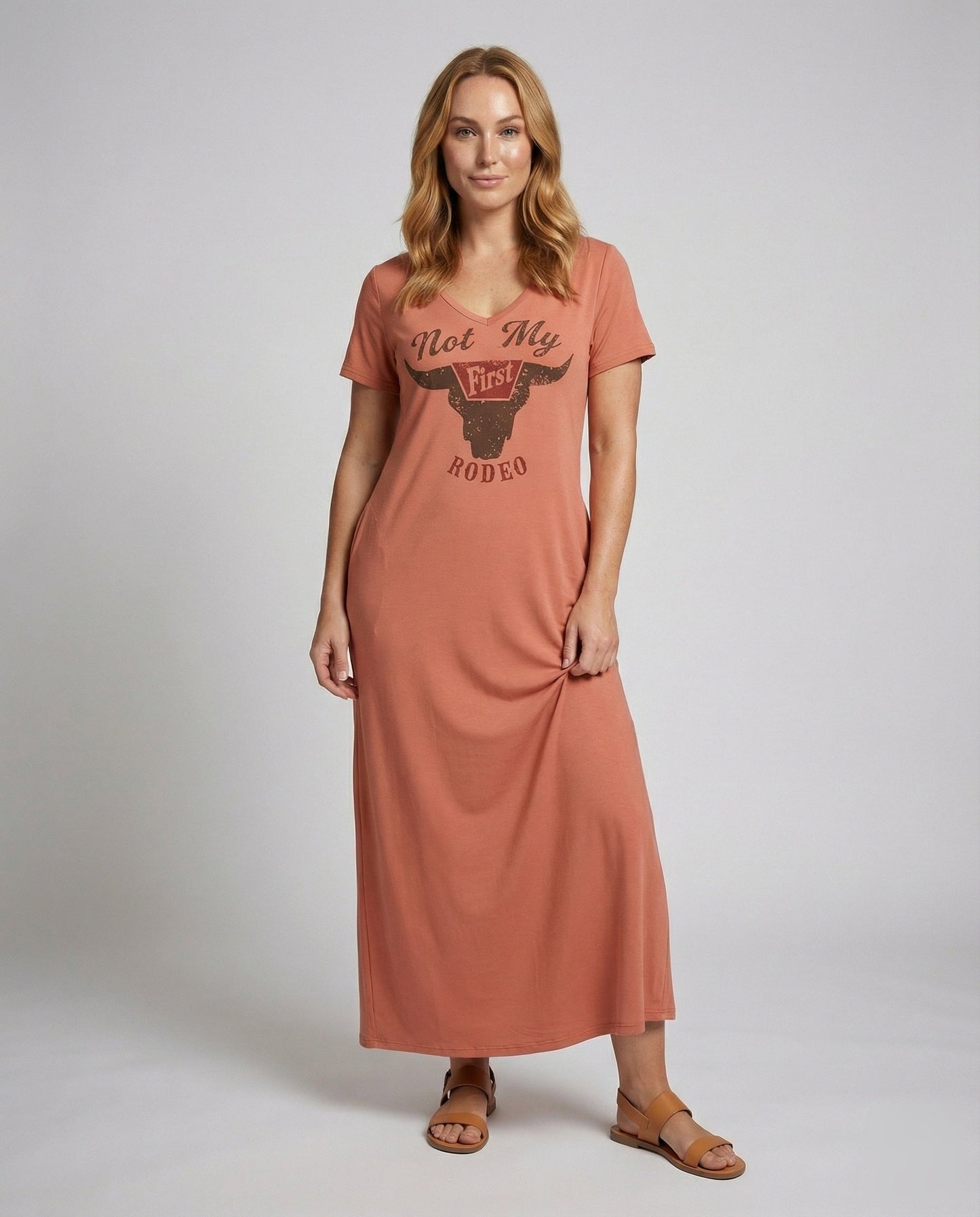 Damen Maxikleid V-Ausschnitt Vintage-Print Leicht - Norvielle