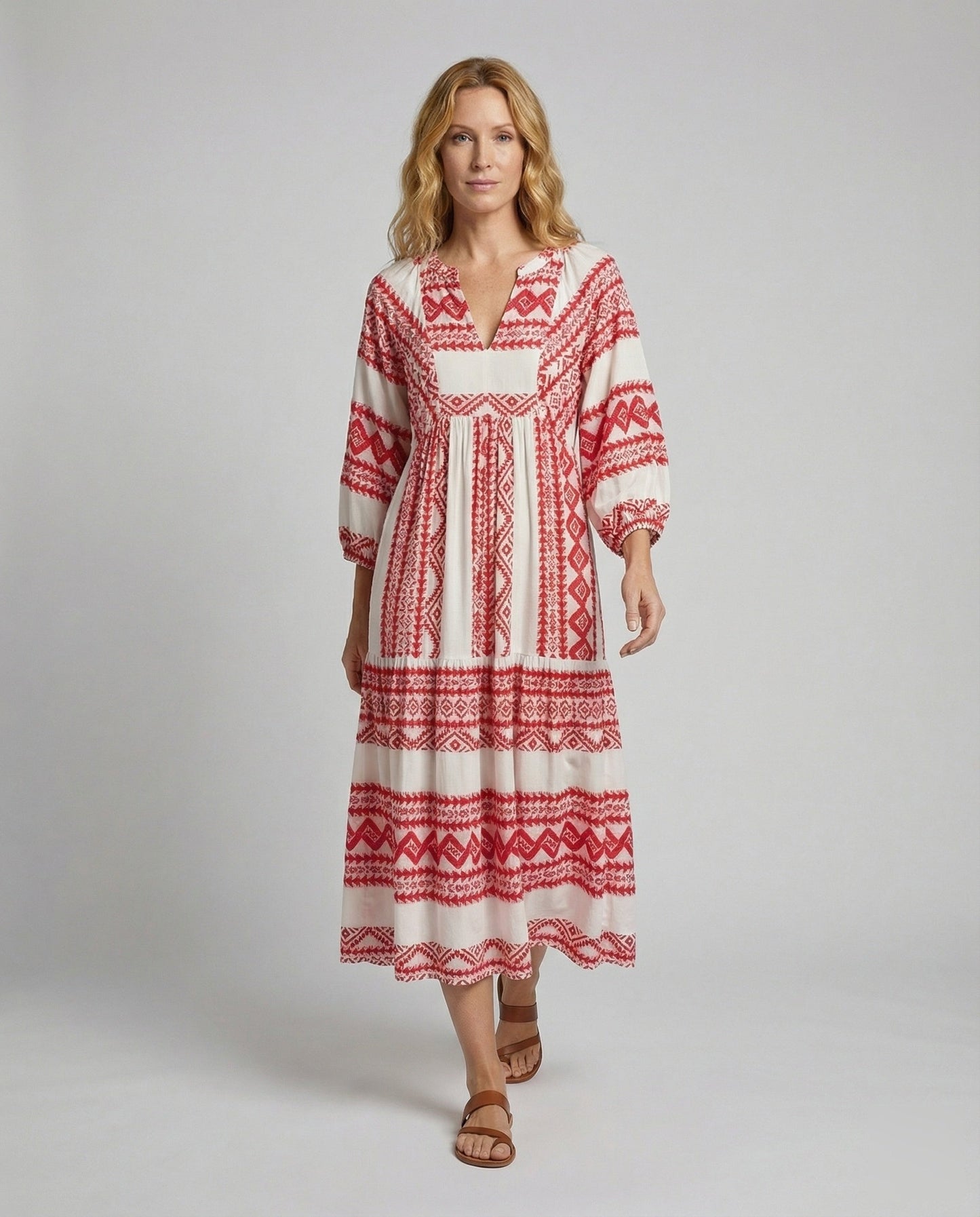 Damen Maxikleid Boho-Stil Mehrlagig Volantsaum - Norvielle