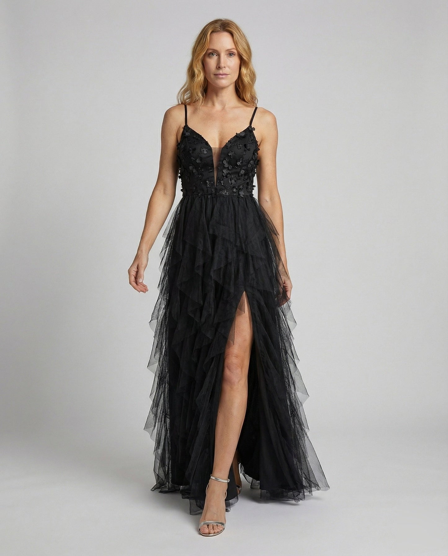 Damen Galaabendkleid Tüll Mehrschichtig Bestickt - Norvielle