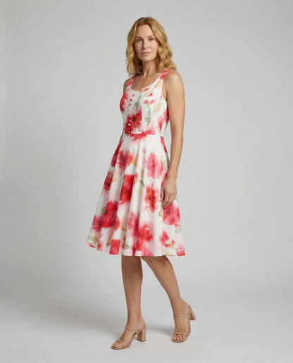 Damen Retro Tellerkleid Dekorativer Knopfleiste - Norvielle