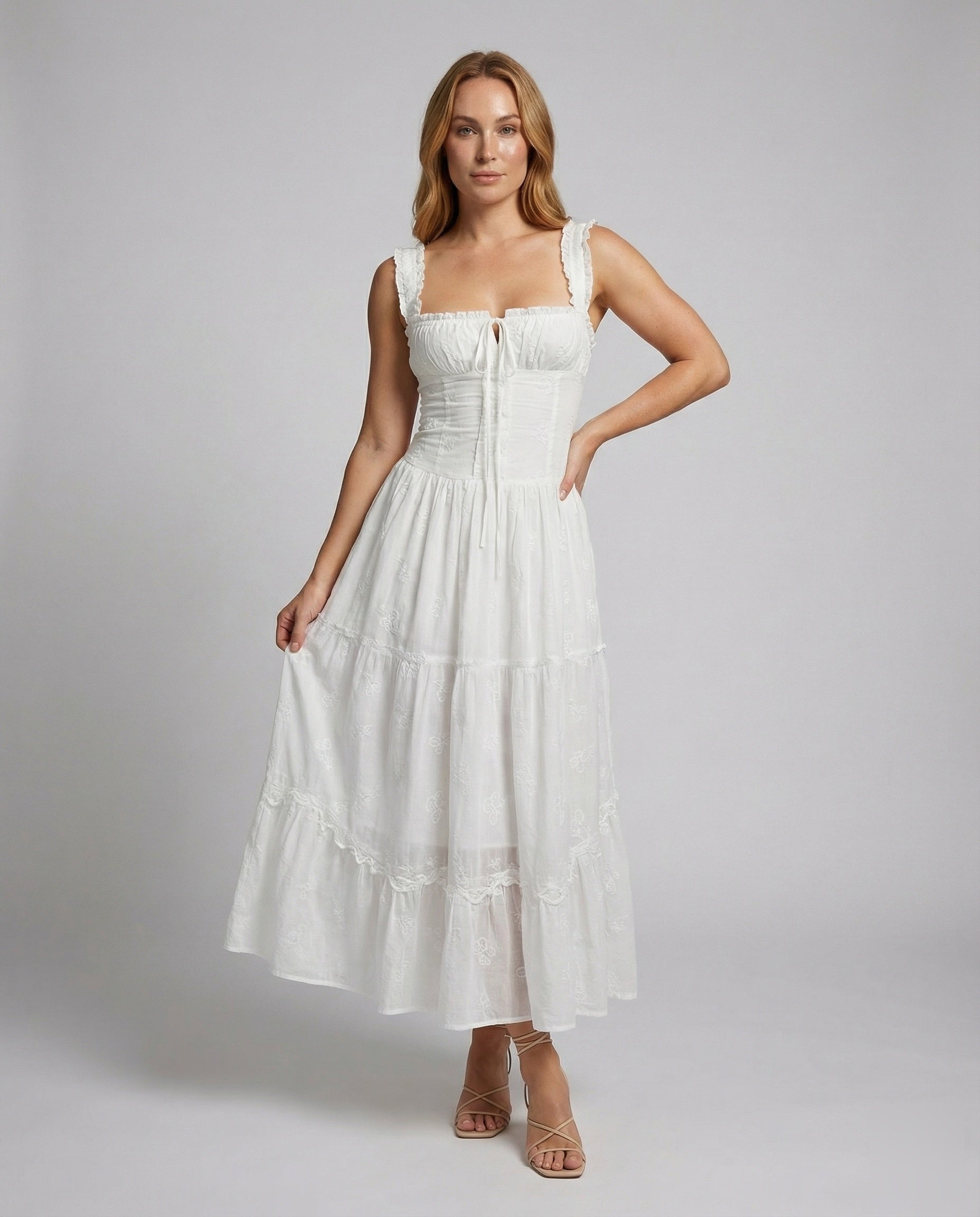Damen Corsagen Maxikleid Stufenrock - Norvielle